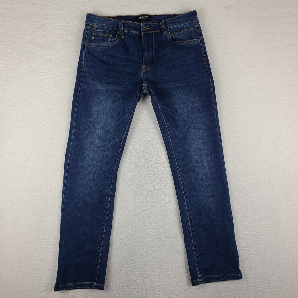 Kenneth Cole Jeans Mens 32x30 Blue Slim Fit Dark Wash Denim